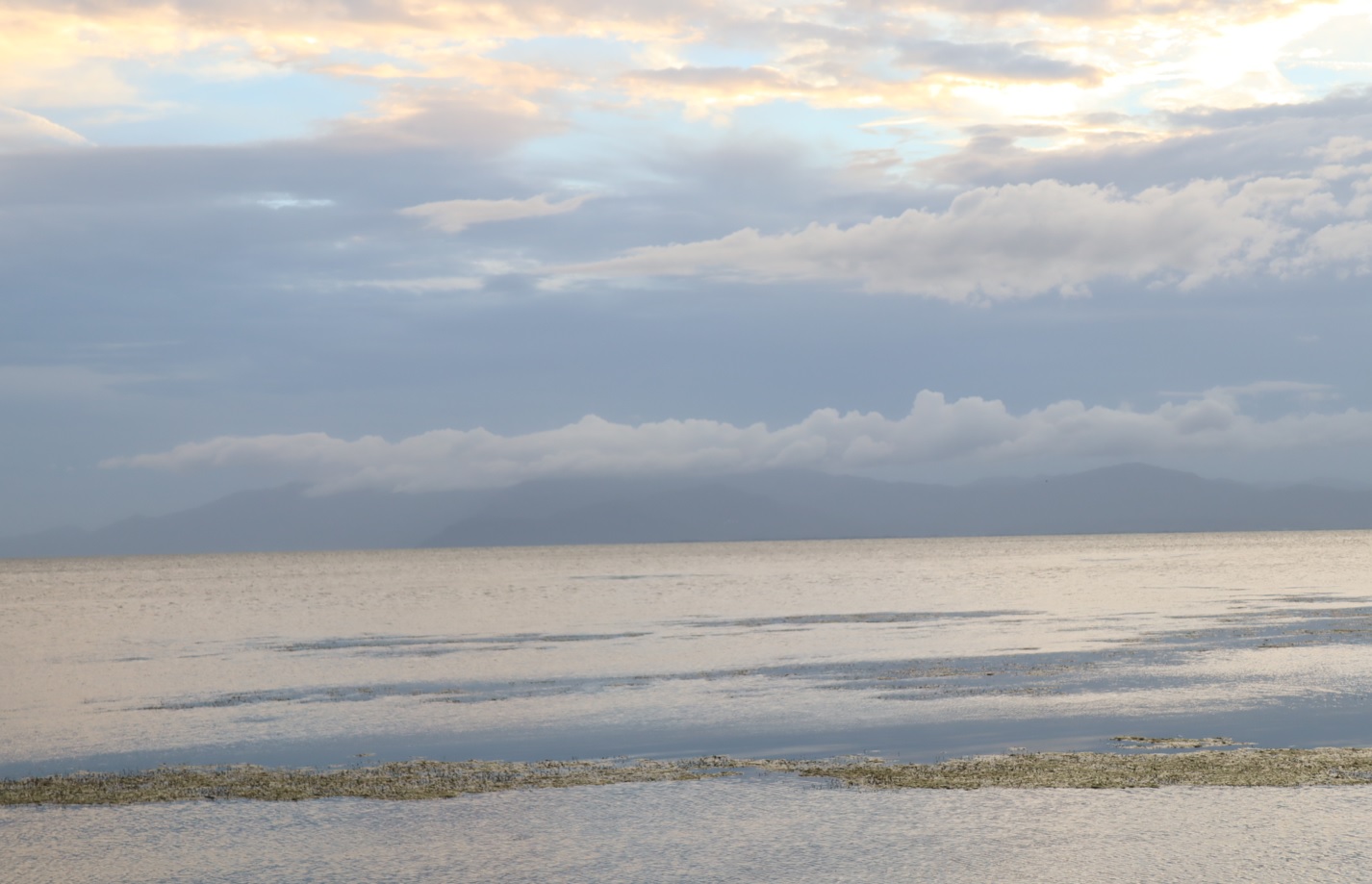 長浜付近の琵琶湖畔から眺める琵琶湖_2023年8月31日18時25分気温27.9度
